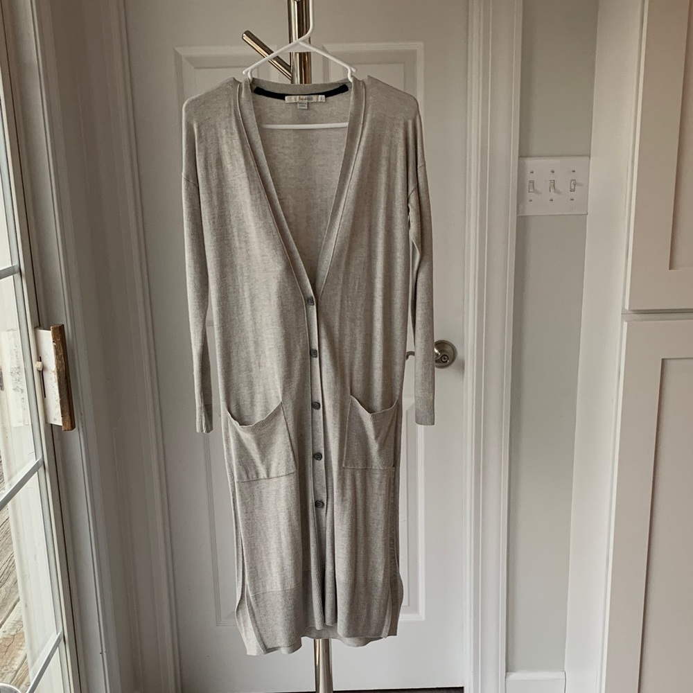 Boden Women's Light Gray Long Cardigan Sweater